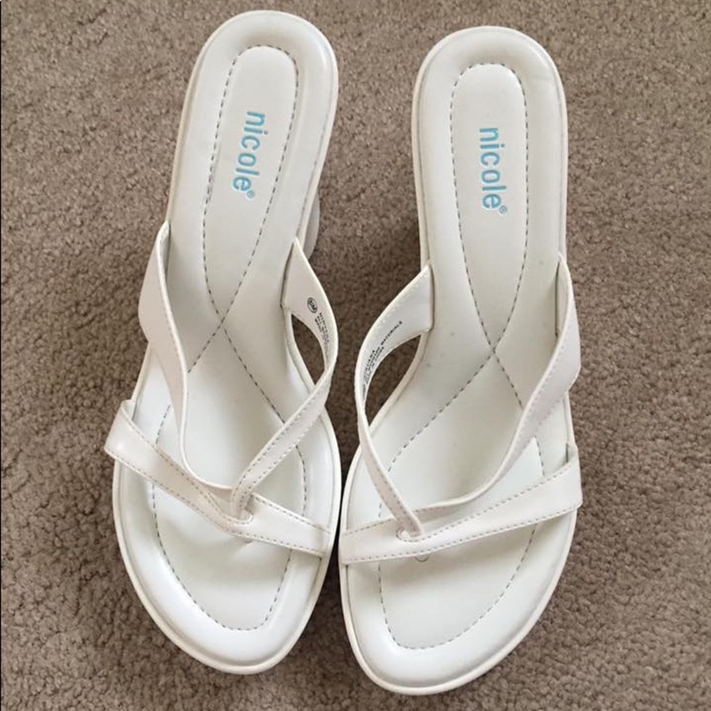 Nicole White Wedge Shoes